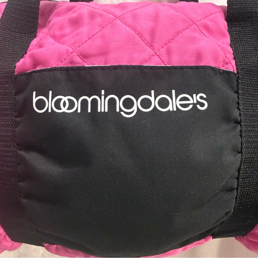 Bloomingdale's Black and Pink Quilted Travel Bag